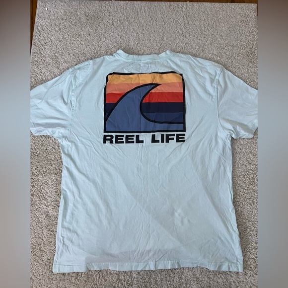 Men's 2Xl Light Blue Reel Life Short Sleeve Tee - Picture 2 of 7